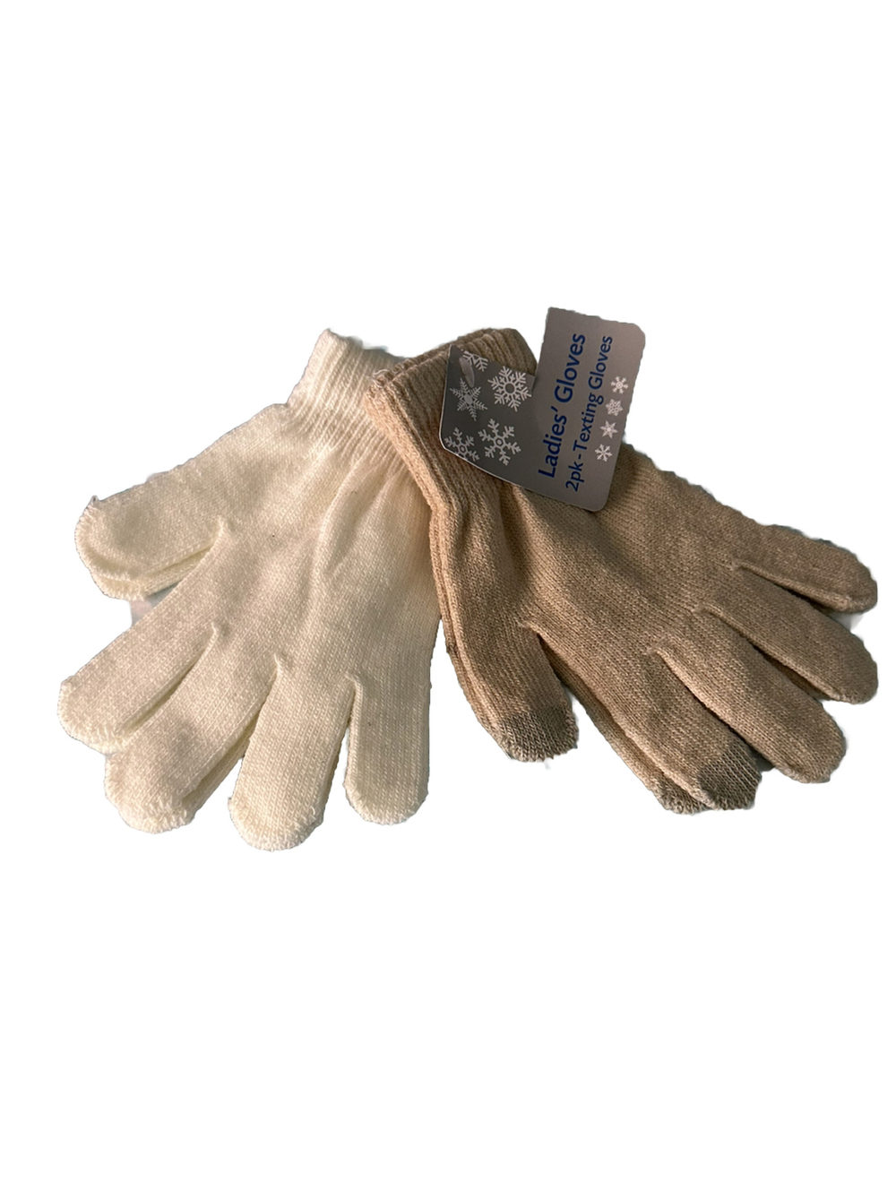 Ladies 2 Pairs Texting Gloves 🧤 Tan & Ivory Warm Soft Cozy Winter Gloves